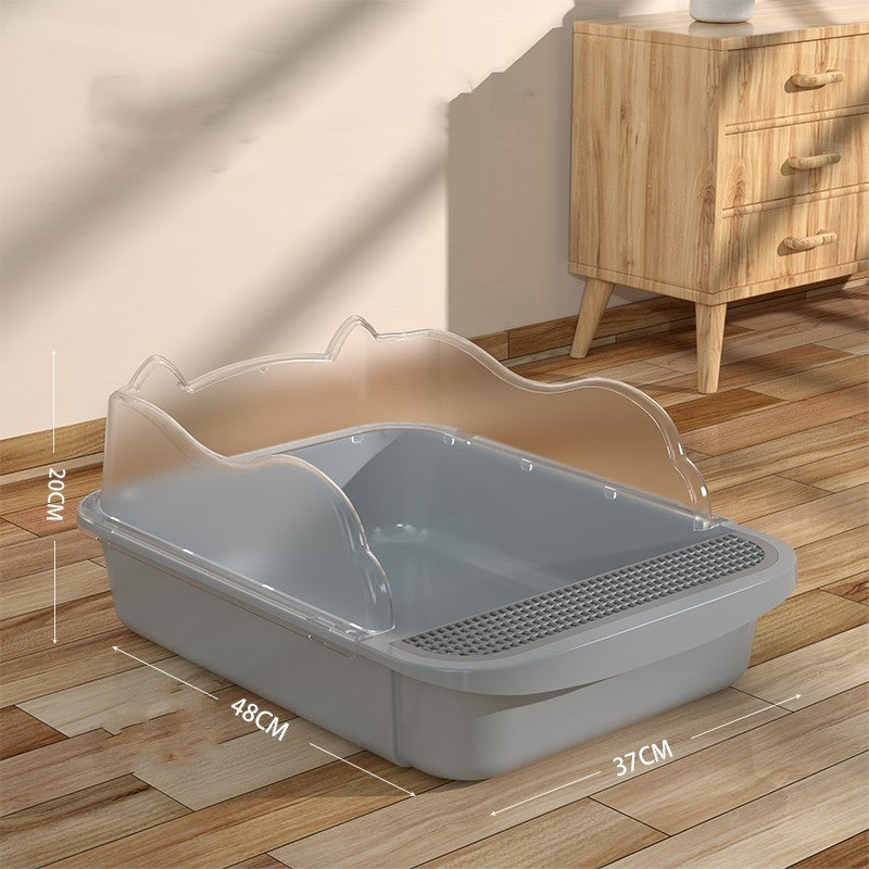 Oversized Splash-Proof Cat Litter Box Semi-Enclosed, Easy-Clean Design