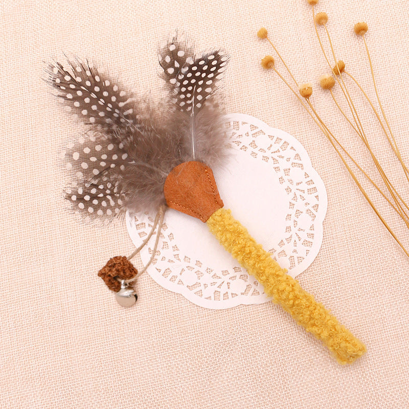 Catnip Feather Teasing Stick Toy