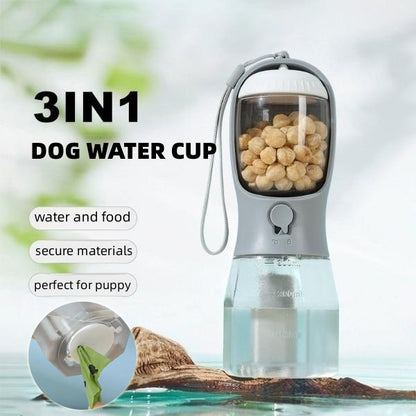 Three-in-one Dog Water Cup Drinking Food Garbage Bag