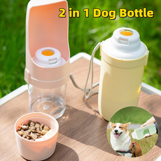 2-in-1 Portable Dog Water Bottle & Food Container for Travel & Hiking