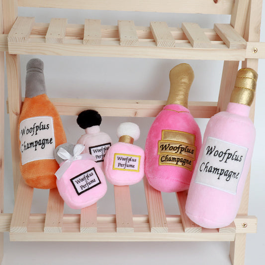Wine & Perfume Bottle Plush Dog Toy