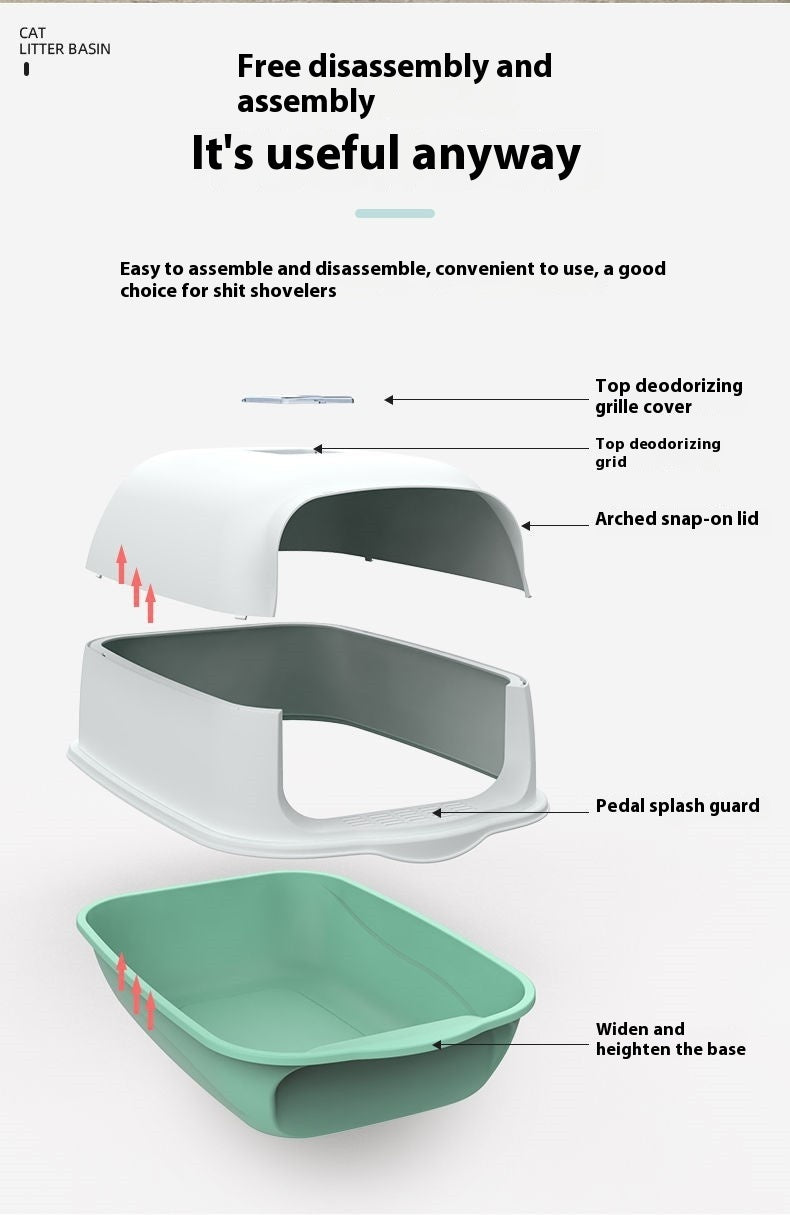 Fully Enclosed Cat Litter Box Splash-Proof, Easy-Clean Cat Toilet