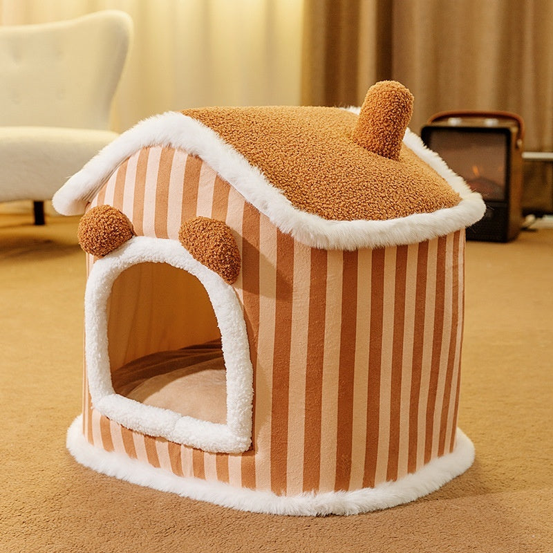 Autumn & Winter Cozy Closed Cat Kennel Bed