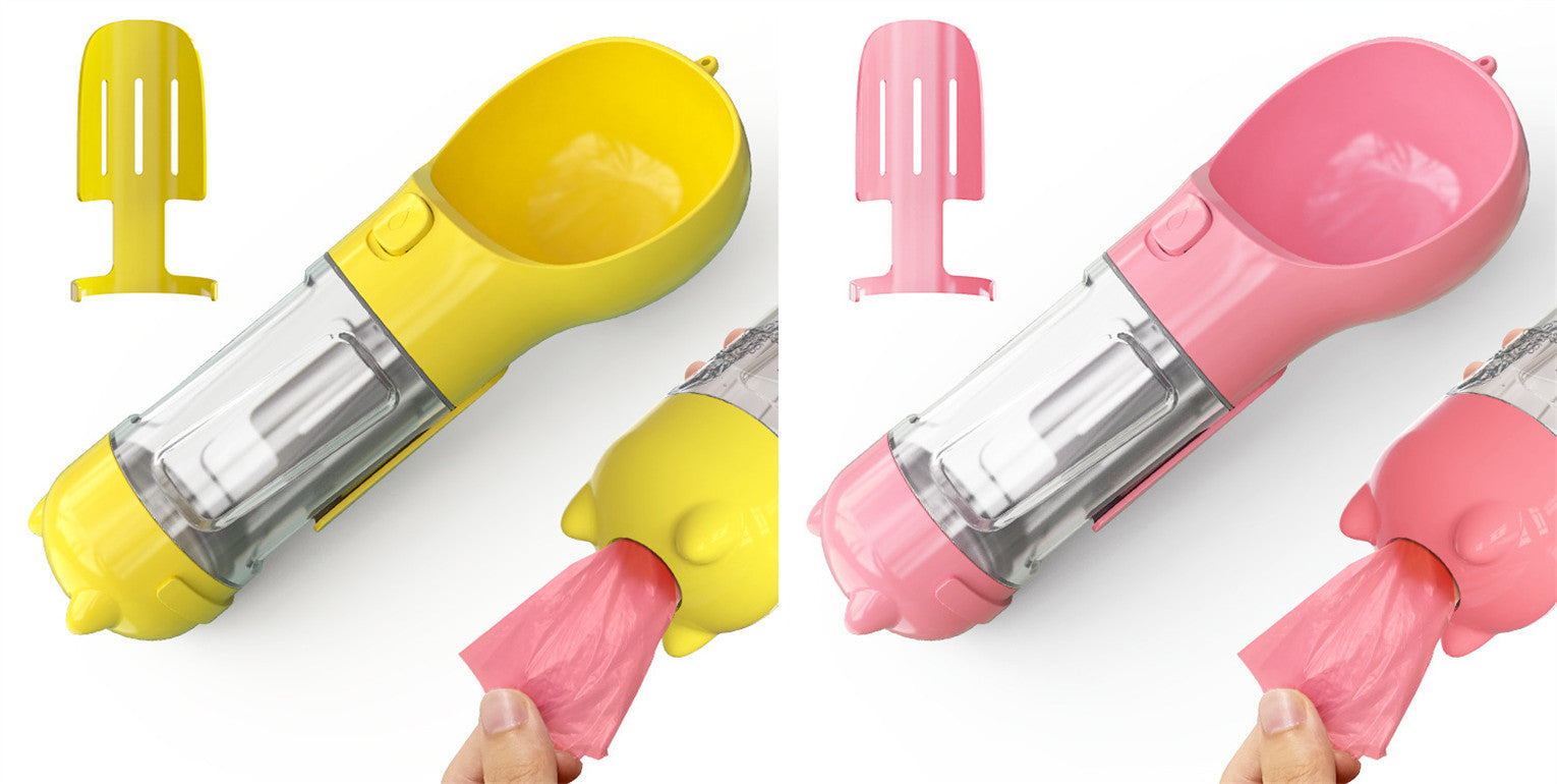 3 In 1 Pet Water Bottle Feeder Bowl Garbage Bag