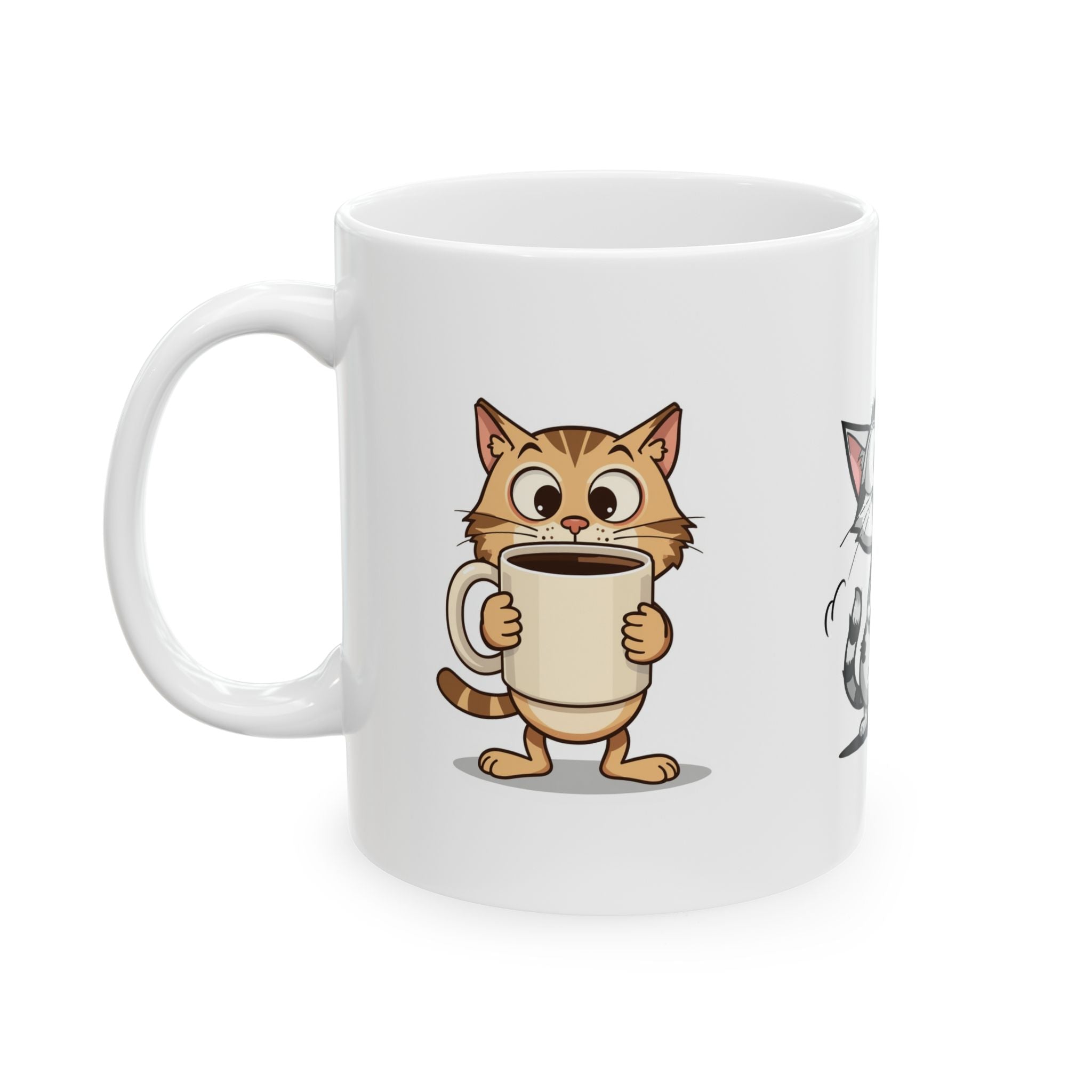 Crazy Coffee Cat Ceramic Mug (11oz, 15oz)