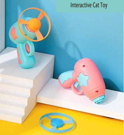 Interactive ToyTigris Cat Toy Gun with Spinning Frisbee Fun