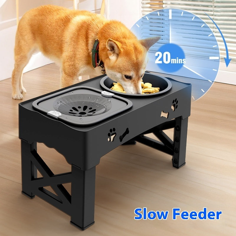 ToyTigris Elevated Double Bowl Pet Feeding Station