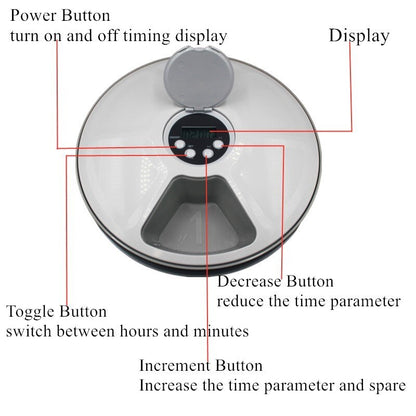 Automatic Six-Meal Pet Feeder Timer with Music Reminder for Cats & Dogs