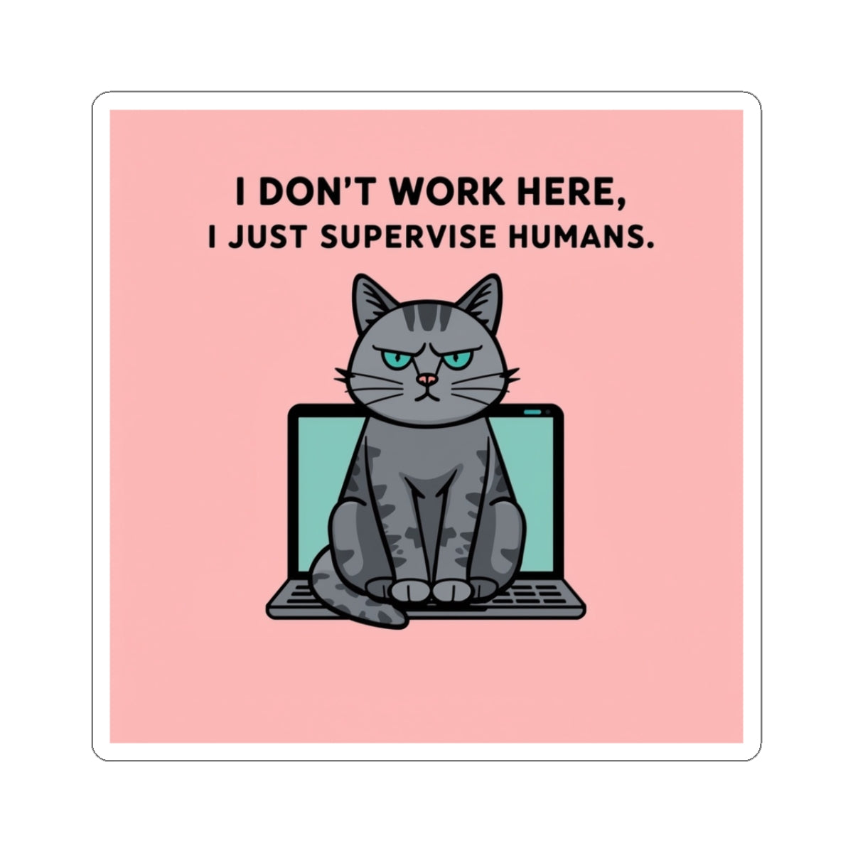 Cat Computer Meme Sticker - Pink
