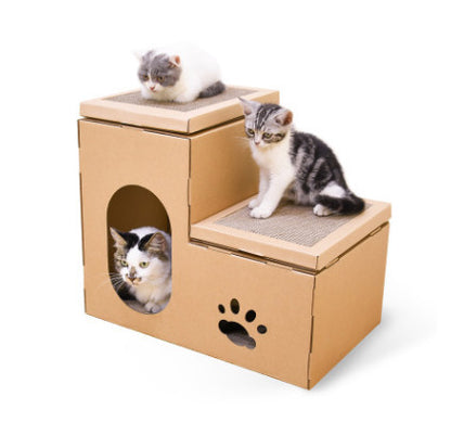 Double Ladder Cat House – DIY Cat Playground & Scratching Board