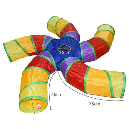 Tunnel Cat Toy Rainbow Interactive Play Tunnel for Cats