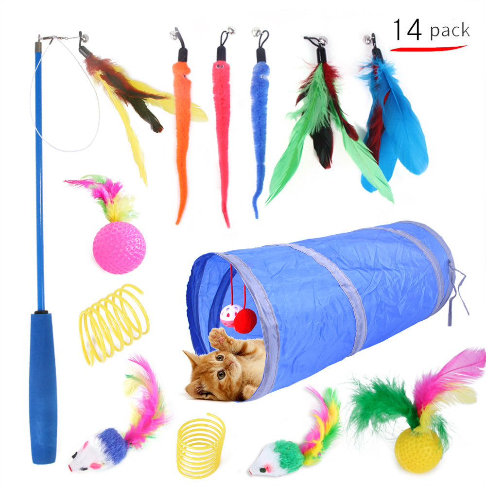 Variety Pack of Cat Toys Plush, Feather & Interactive Play Set