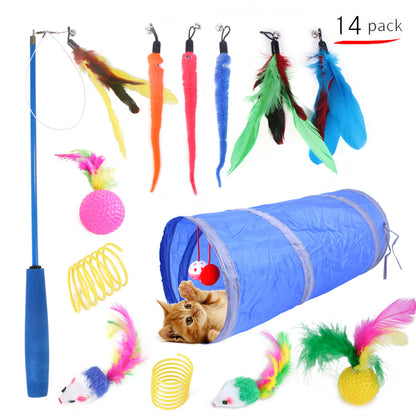 Variety Pack of Cat Toys Plush, Feather & Interactive Play Set
