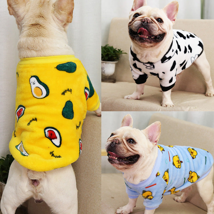 Autumn & Winter Warm Dog Pajamas Cozy Coral Fleece Pet Clothes