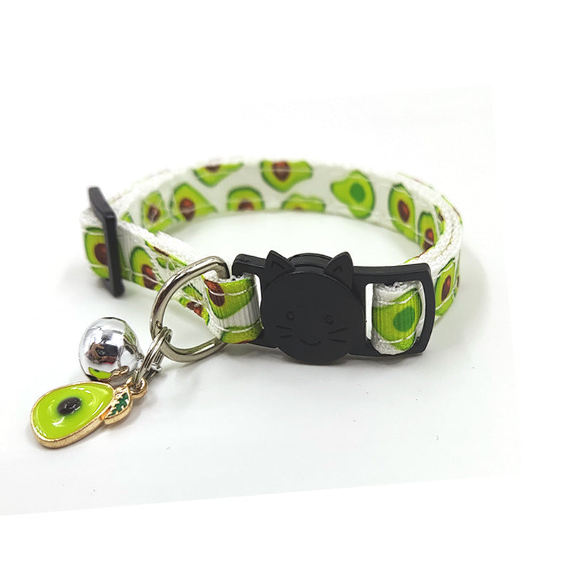 Pet Print Bell Cat Collar Adjustable Nylon Cat Strap