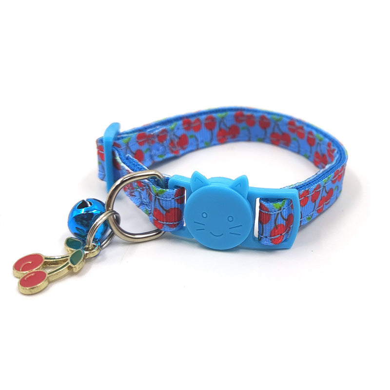 Pet Print Bell Cat Collar Adjustable Nylon Cat Strap