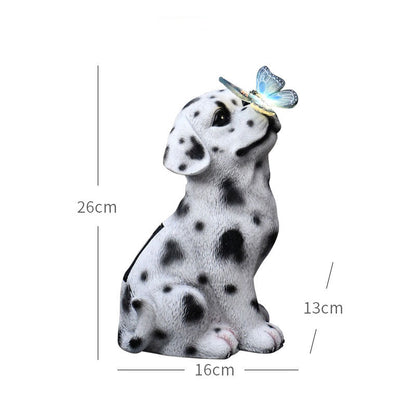 Dog Butterfly Garden Light Resin