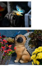 Dog Butterfly Garden Light Resin