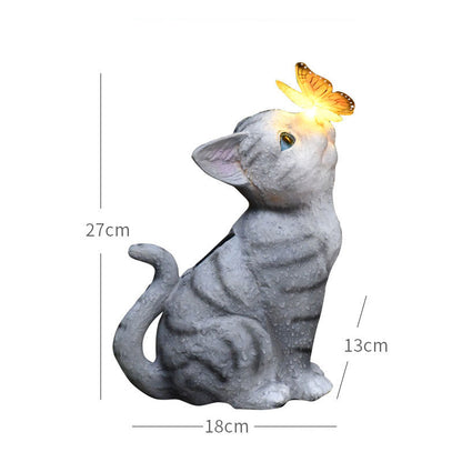 Dog Butterfly Garden Light Resin
