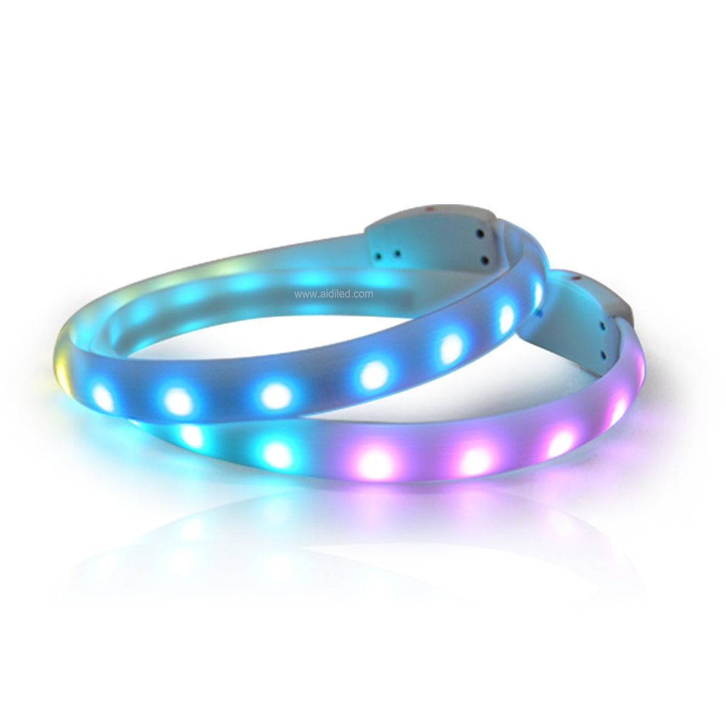 USB wiederaufladbares LED-Hundehalsband – verstellbares Silikon-Anti-Verlust-Blitzhalsband