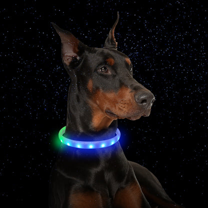 USB Rechargeable LED Dog Collar – Adjustable Silicone Anti-Lost Flash Necklace