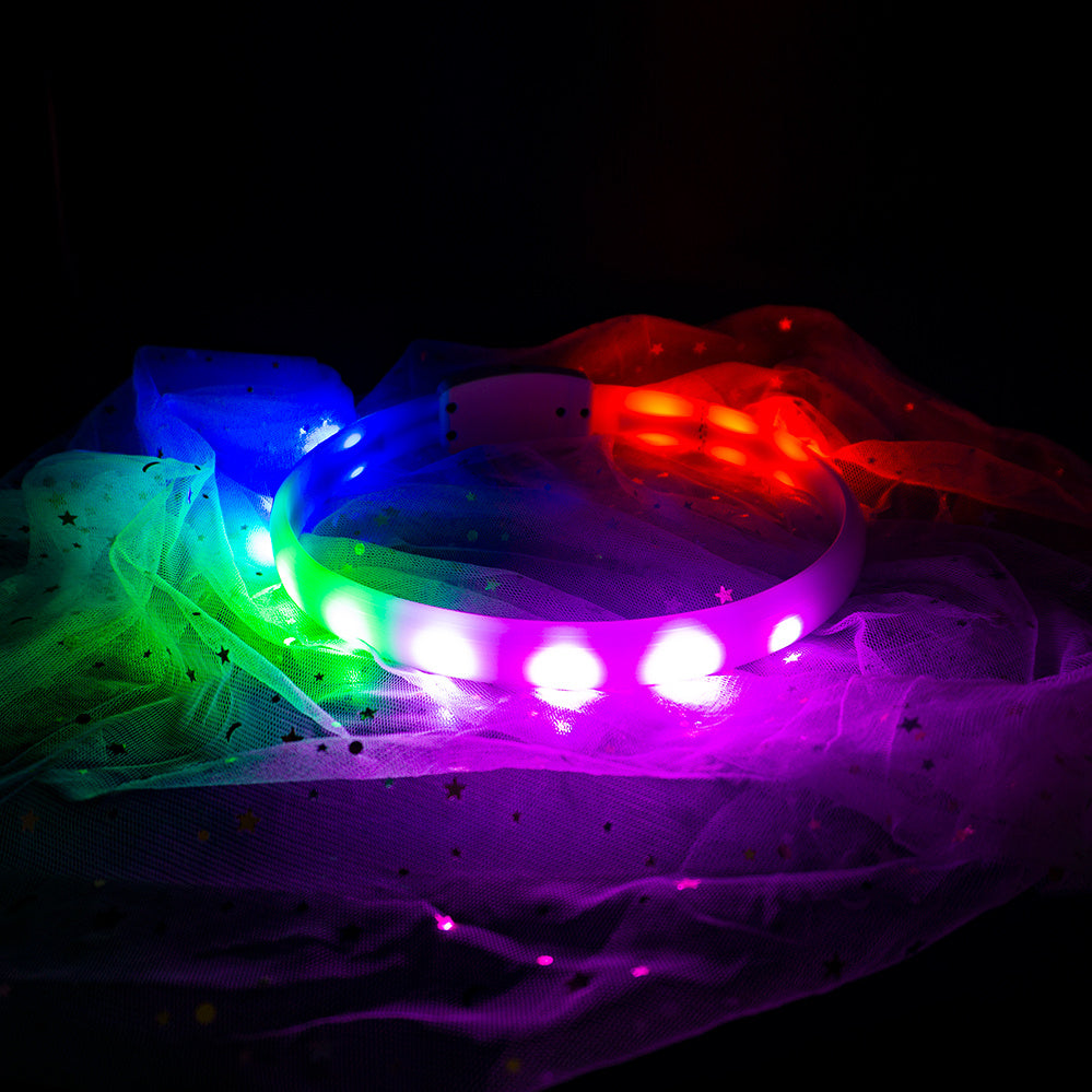 USB wiederaufladbares LED-Hundehalsband – verstellbares Silikon-Anti-Verlust-Blitzhalsband