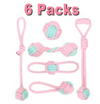 Pink Cotton Rope Dog Toy Set
