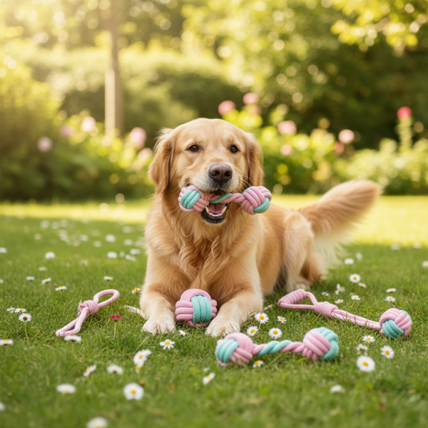 Pink Cotton Rope Dog Toy Set