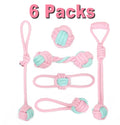 Pink Cotton Rope Dog Toy Set