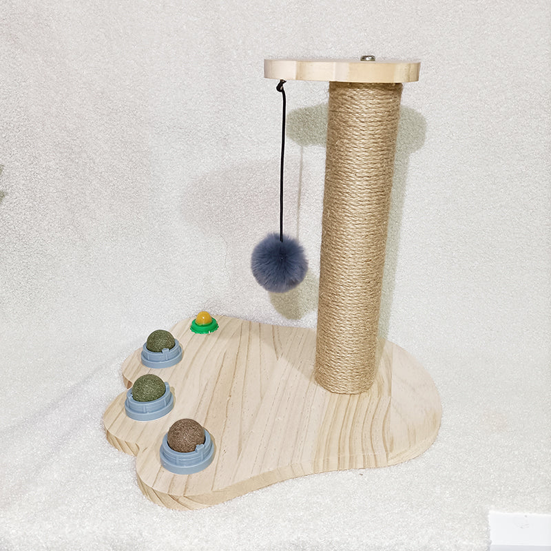 Solid Wood Cat Scratcher With Catnip