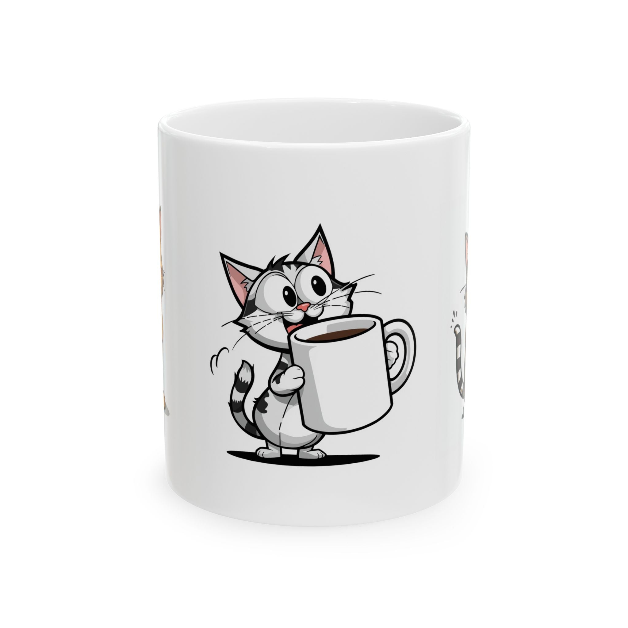 Crazy Coffee Cat Ceramic Mug (11oz, 15oz)