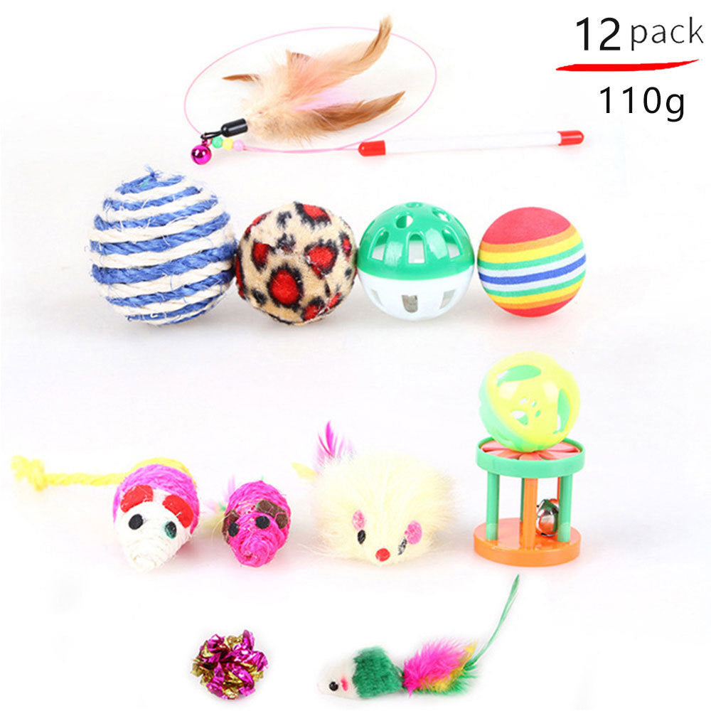 Variety Pack of Cat Toys Plush, Feather & Interactive Play Set