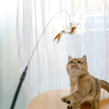 Handsfree Long Stick Feather Cat Toy Interactive Play for Cats