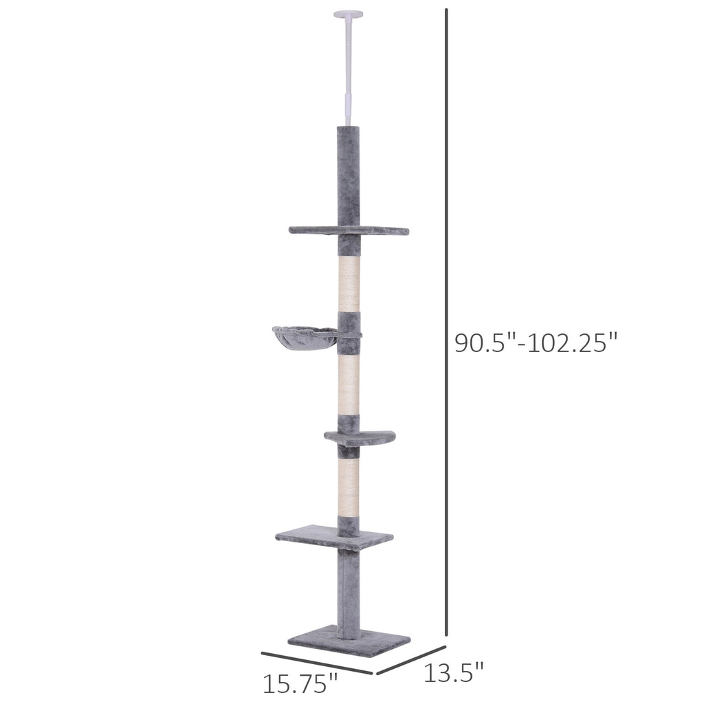 ToyTigris 5-Tier Adjustable Floor to Ceiling Cat Tree