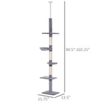 ToyTigris 5-Tier Adjustable Floor to Ceiling Cat Tree
