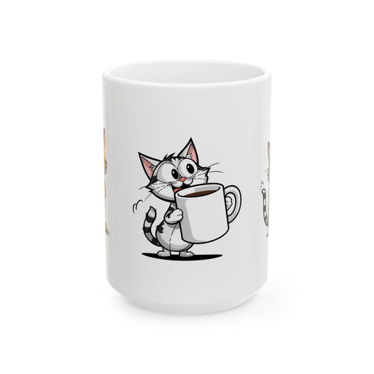 Crazy Coffee Cat Ceramic Mug (11oz, 15oz)