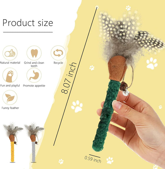 Catnip Feather Teasing Stick Interactive Cat Toy
