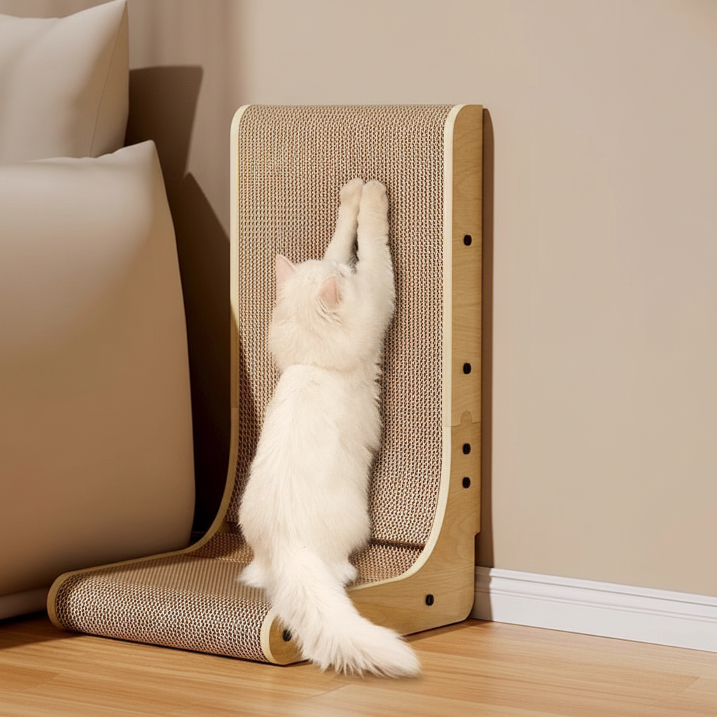 Sturdy, Durable L-shaped Vertical Cat Scratcher That Resists Snagging And Doesnt Shed Fluff