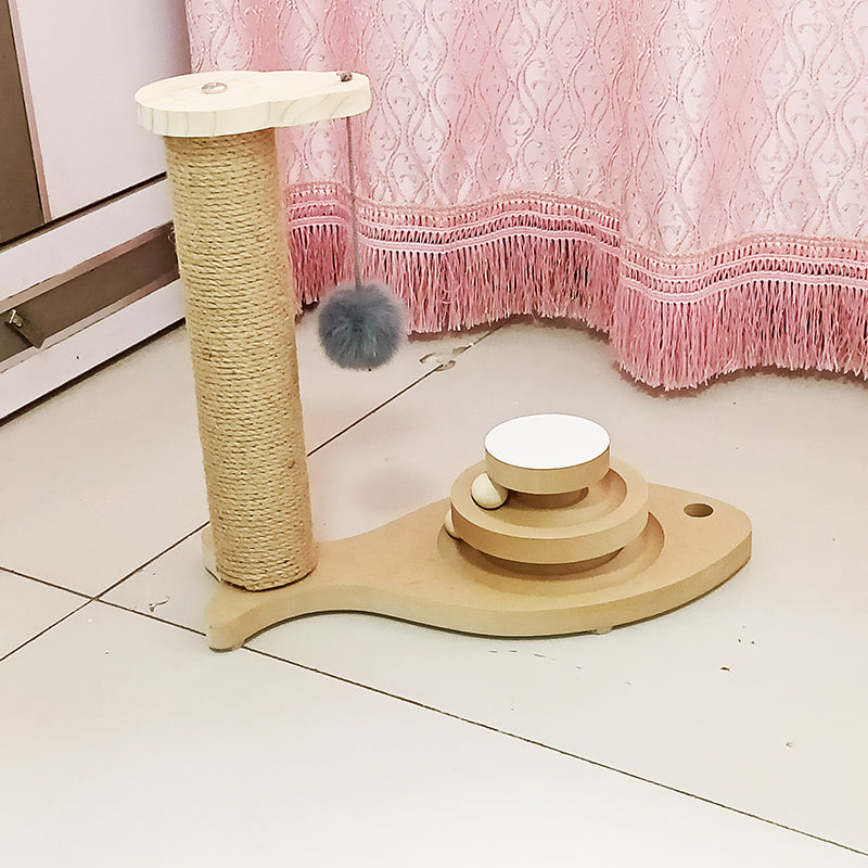 Solid Wood Cat Scratcher With Catnip