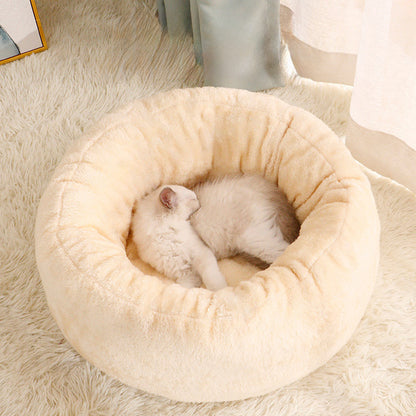 Plush Donut Bed for Cats and Small Dogs