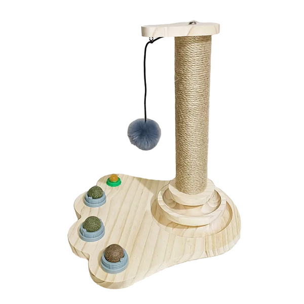 Solid Wood Cat Scratcher With Catnip