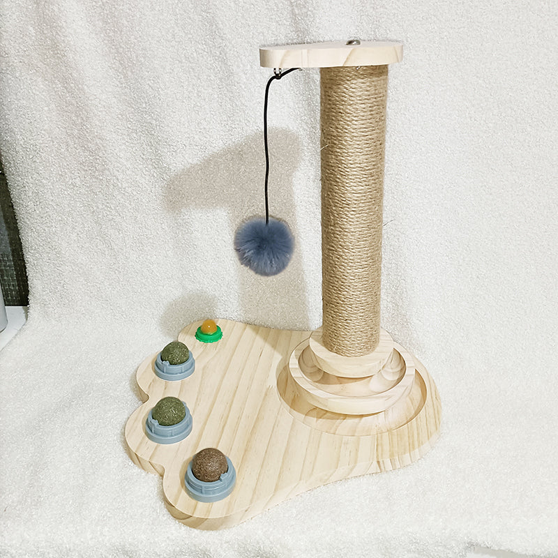 Solid Wood Cat Scratcher With Catnip