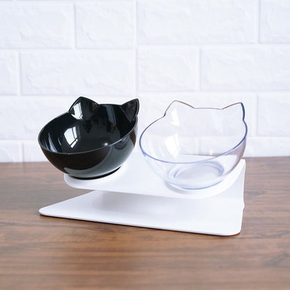 Non-Slip Elevated Double Cat Bowl with Stand Food & Water Feeder