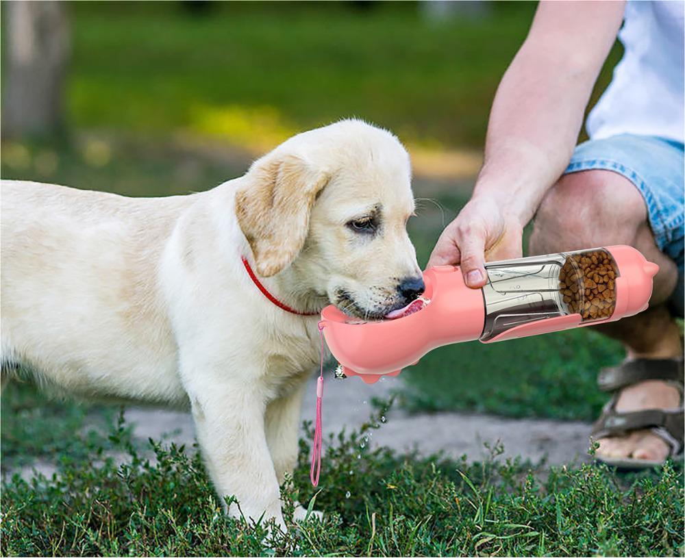 3 In 1 Pet Water Bottle Feeder Bowl Garbage Bag