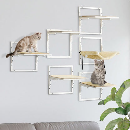 ToyTigris 6-pc Modern Cat Wall Shelves For Indoor Cats