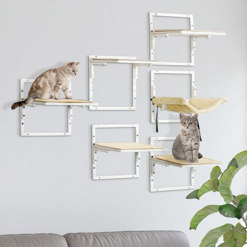 ToyTigris 6-pc Modern Cat Wall Shelves For Indoor Cats