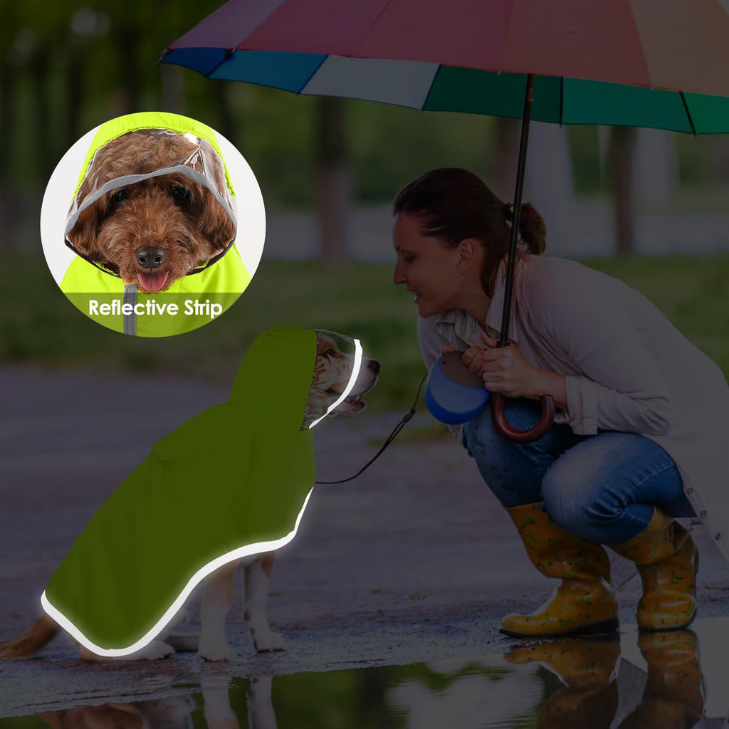Wasserdichter Hunde-Regenmantel – Weiche, atmungsaktive Kapuzenjacke mit transparenter Krempe