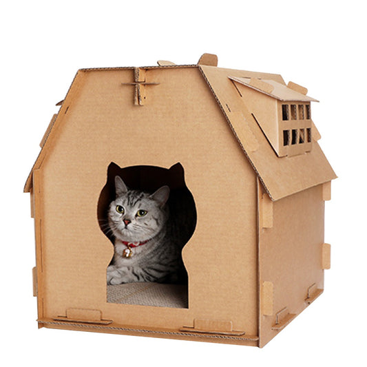 Cardboard Villa Cat House Durable DIY Cat Play & Scratch Home
