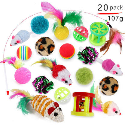Variety Pack of Cat Toys Plush, Feather & Interactive Play Set