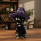 Gothic Resin Halloween Night Light Witch And Cat